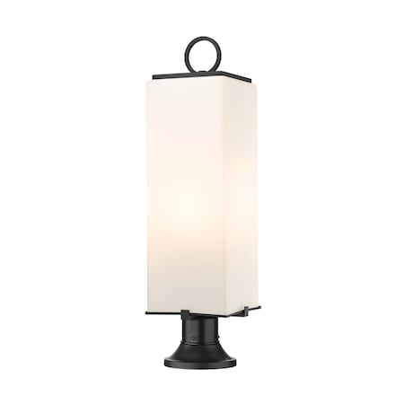 Z-Lite Sana 3 Light Outdoor Pier Mounted Fixture, Black & White Opal 593PHBR-553PM-BK